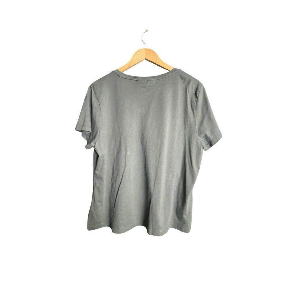 DKNY Green T-Shirt Size XL Sequins Pocket Y2k Loose Flowy Glam Casual Lounge - Picture 6 of 6